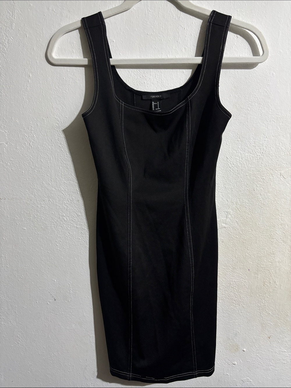 Forever 21 Black Tank Sheath Dress with White Contrast Stitching